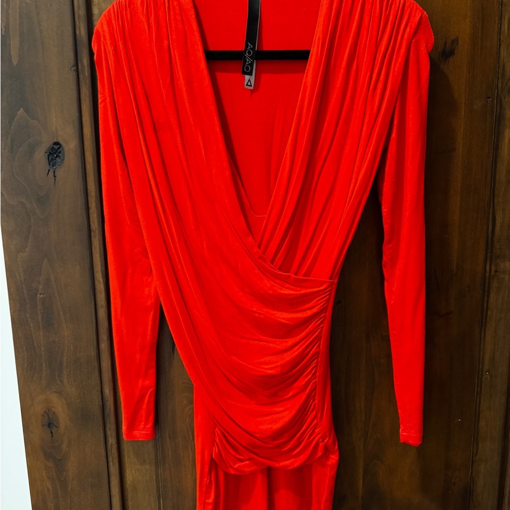 AQ/AQ Vibrant Red Long Sleeve Dress
